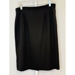 Chaus Black Midi Skirt Size 14 Women’s Lined Back Slit Classic Workwear